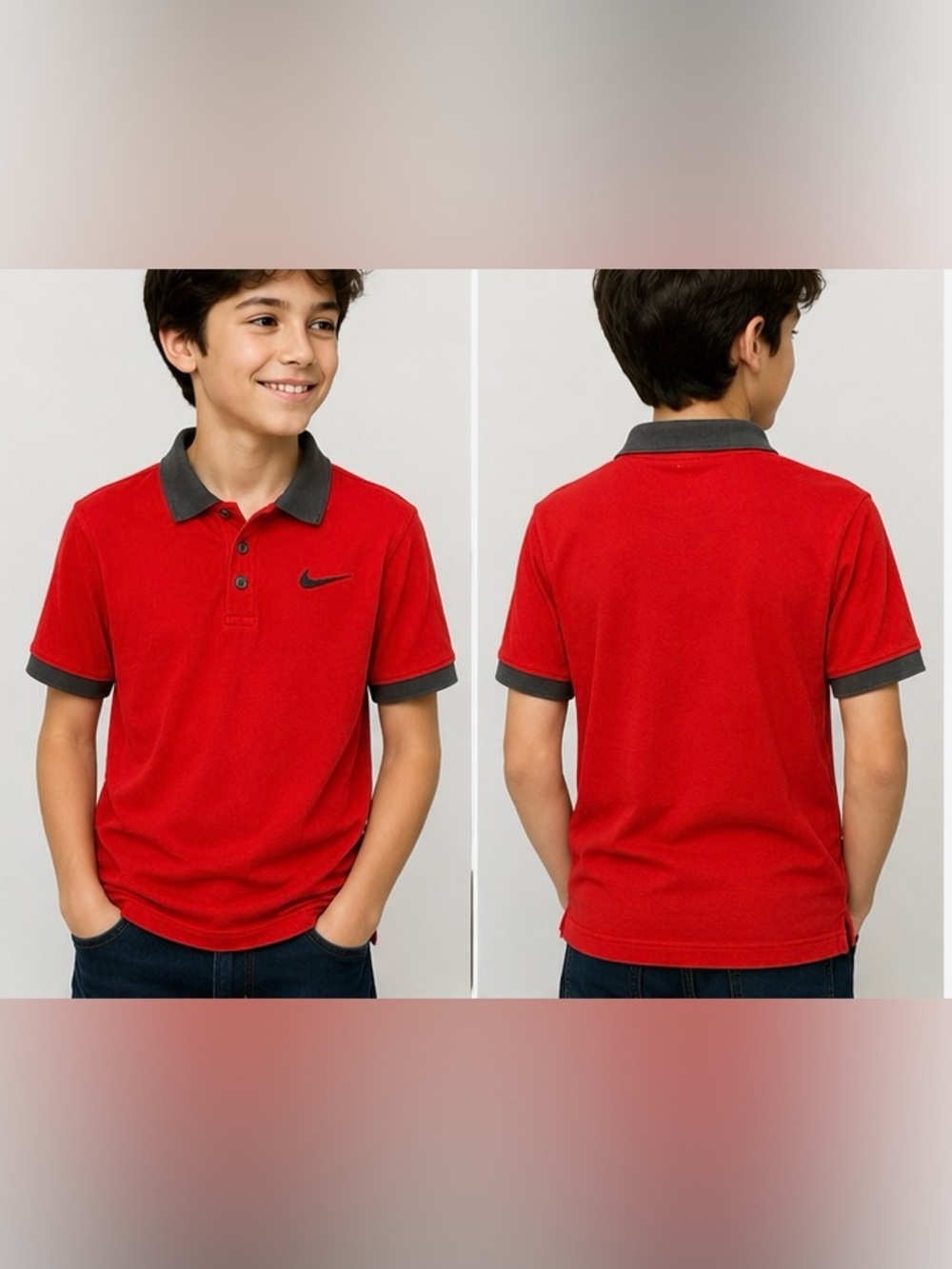 Nike Kids Large Red Polo Shirt Embroidered Swoosh Golf Athletic